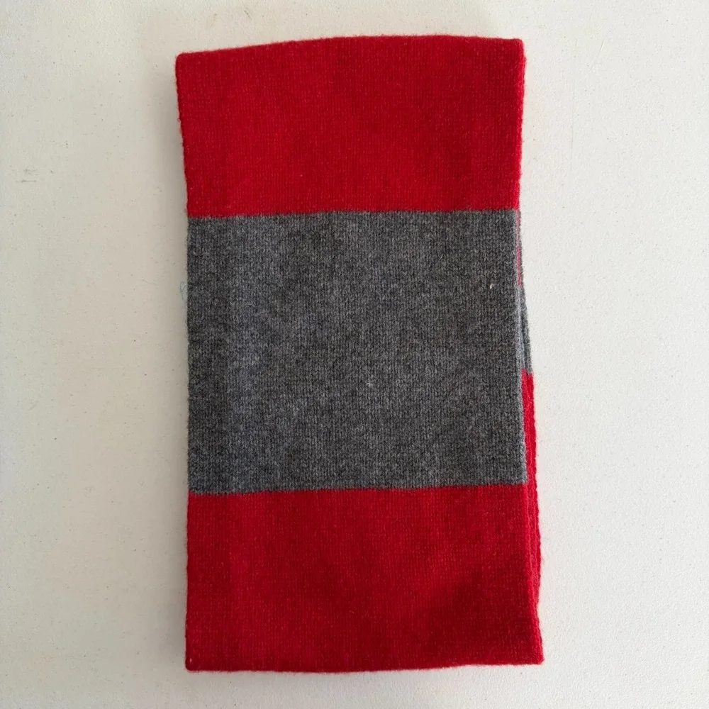Gap‎ Lambswool Striped Scarf Gray Red Unisex